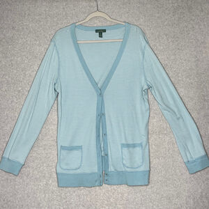 Lauren Jeans Co. Ralph Lauren Blue Striped Cotton Cardigan Sweater XL
